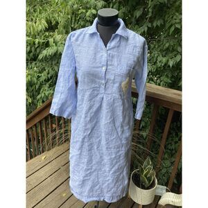 Soft Surroundings Striped Chambray Denim Shirt Day Dress Sz Small EUC